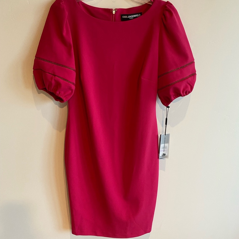 Karl Lagerfeld Shift Dress with puff sleeves, Size 6